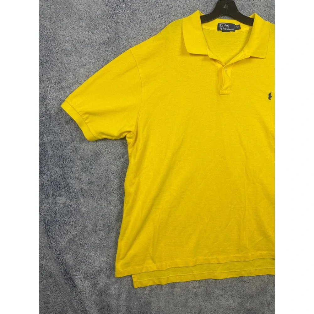 Polo Ralph Lauren Mens 3XB Yellow Short Sleeve Pony Logo Pique Polo Shirt